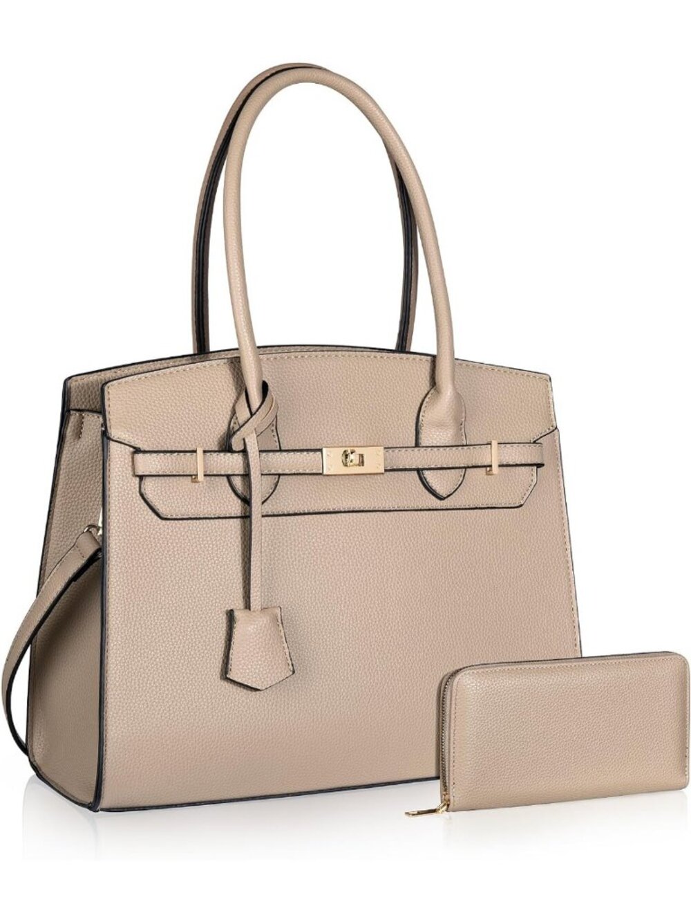 Stylish Women's Satchel Handbag with Adjustable Strap & Matching Wallet